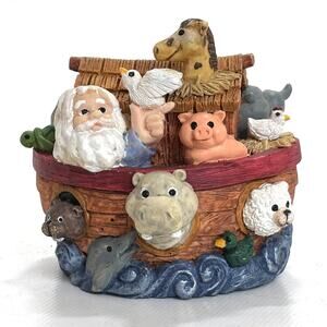 Noah's Ark Figurines Collection 3 Figurines And 1 Picture Frame 1990s Vintage